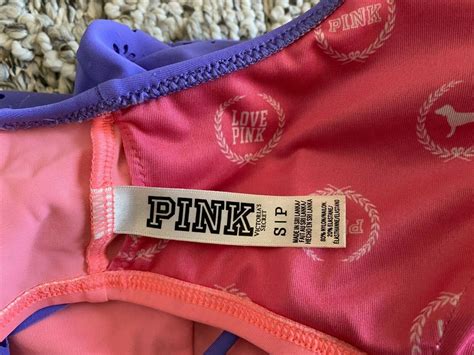Pink Victoria Secret Flounce Ruffle Bikini Top Purple Gem