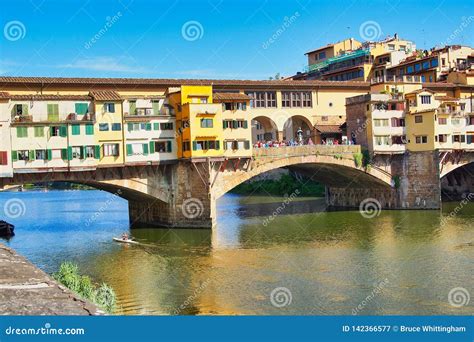 Ponte Vecchio Bridge Over The Arno River Florence Italy Editorial