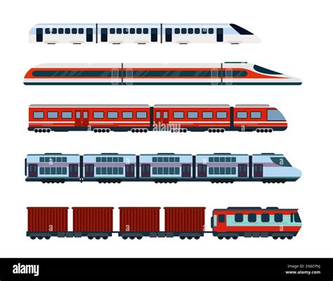 Vector Illustration Set Of Modern Passenger Trains Subway Transport