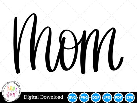 Cursive Script Mom Handwritten Vector Image Cut Files With SVG, Eps ...