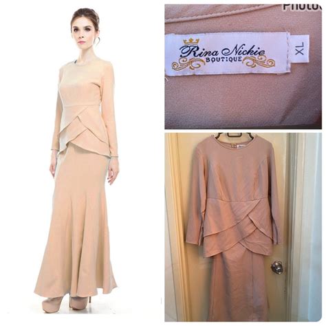 Rina Nichie Nude Brown Kurung Set Women S Fashion Muslimah Fashion