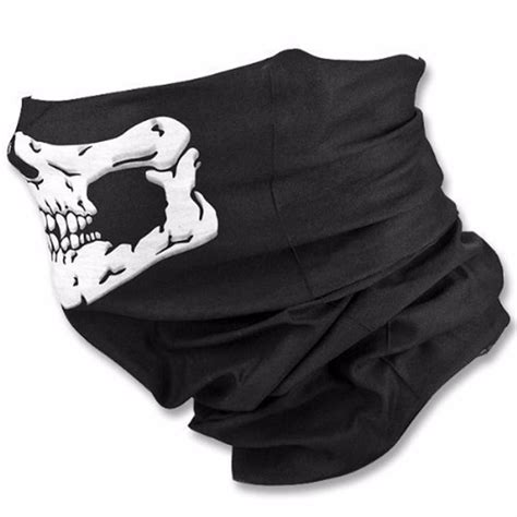 Black Skull Face Mask / Bandana | ManBands for Long Hair Man