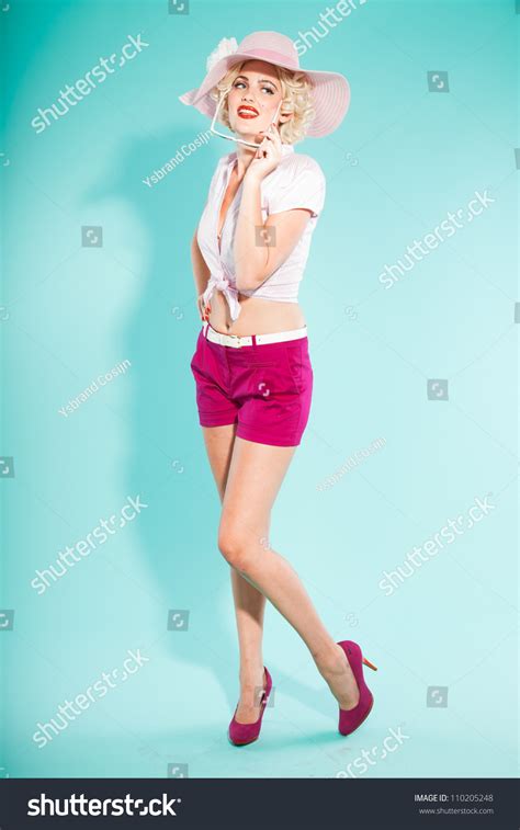 Sexy Blonde Pin Girl Hat Wearing Stock Photo 110205248 Shutterstock