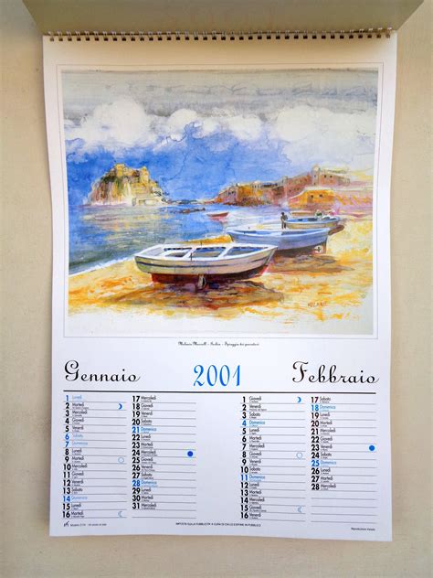 Collectible Vintage Wall Calendar From Italy 12 Months With Etsy