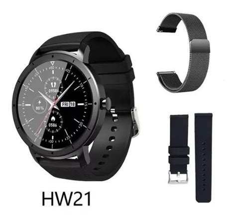 Relógio Inteligente Smartwatch Redondo Hw21 2 Pulseiras