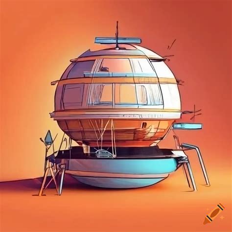 Retro Futuristic Technical Drawing Of A Unique Living Pod On Craiyon