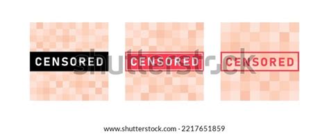 Set Pixel Censored Signs Elements Black Stock Vector Royalty Free