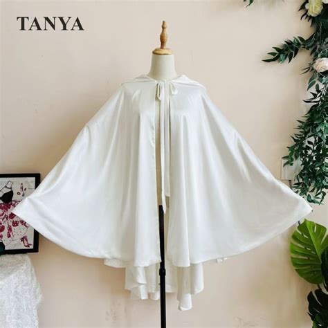 46.89US $ 30% OFF|Silk Satin Wedding Cloak With Hat A Line Hooded Cape ...