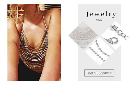 Amazon Salliy Boho Body Chain Bra Gold Sexy Rhinestone Bikini Bra Body Halter Backless