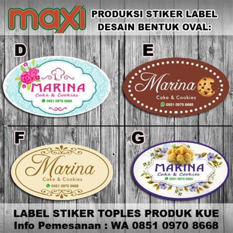 Jual Cetak Stiker Label Produk Kue Stiker Toples Kue Bentuk Oval - Desain E - Kab. Jember - Toko ...