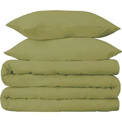 HomeRoots Olive Green Solid Color Queen Cotton Duvet Cover Set ...