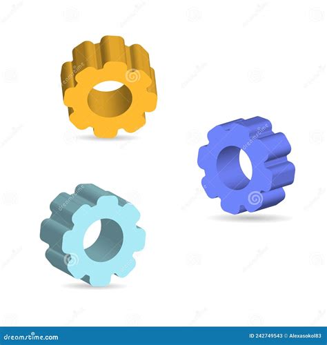 Gears Symbol Isolated On White Background 3d Vector Illustration