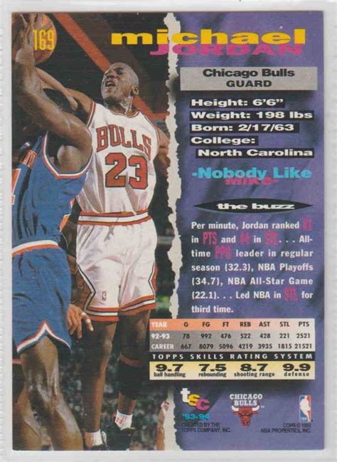 1993 94 Topps Stadium Club Michael Jordan 169 On Kronozio