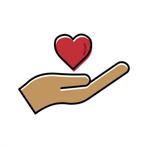 hand lineal color icon with heart. charity symbol, donation, humanity ...