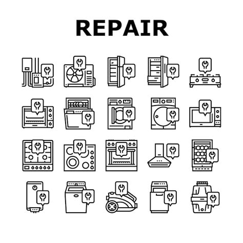 Premium Vector Appliances Repair Maintenance Icons Set Vector