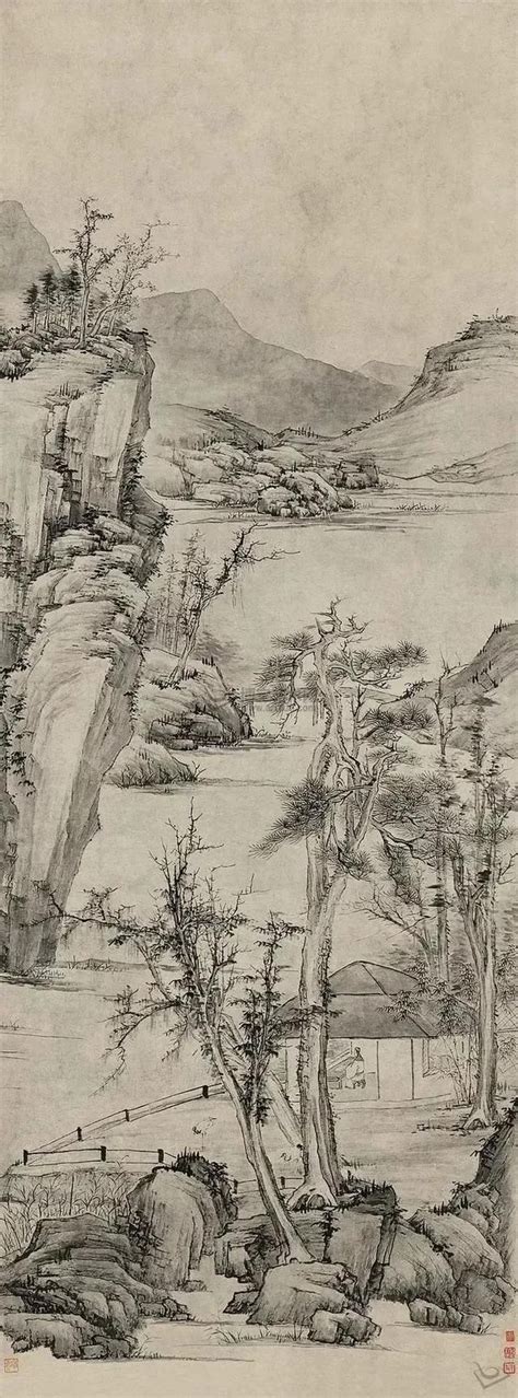 弘仁绘画赏析！天地为师，简淡无尘 中国の絵画 絵画 水墨