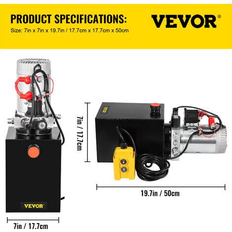 VEVOR Pompe Hydraulique 12V 8L Pompe Hydraulique Remorque Simple Effet