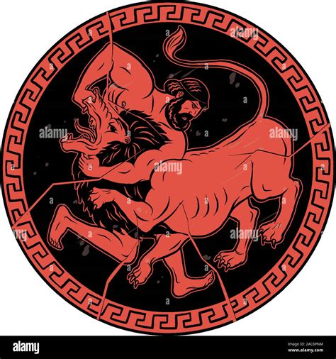 Heracles and the nemean lion Stock Vector Images - Alamy