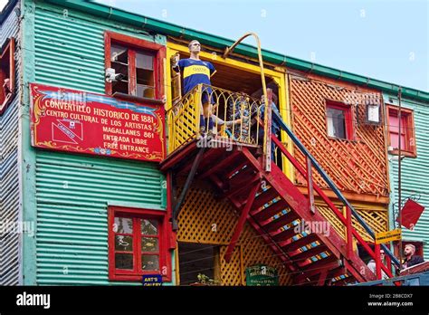Brightly Painted Old Buildings Colorful Shops Outdoor Stairway