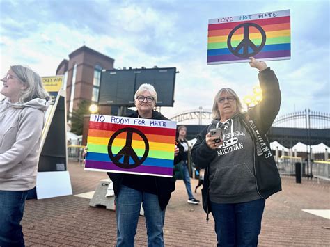 Counterprotest against white supremacy outside Michigan Stadium in Ann