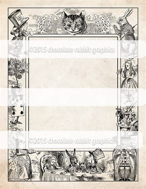 Alice in Wonderland Clip Art Border Printable Digital Download - Etsy