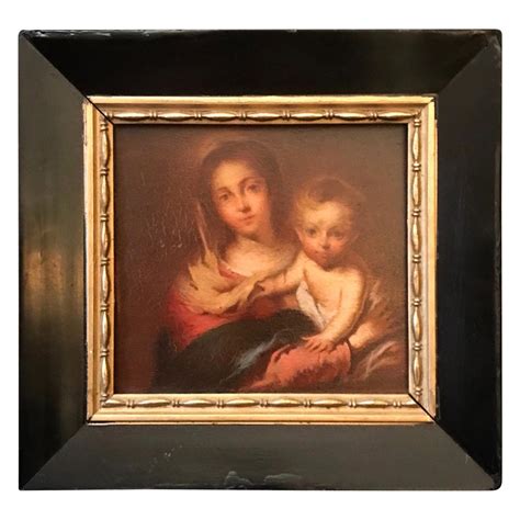 Antique Painting “madonna With A Napkin” After Bartolome Esteban Murillo 1666 For Sale At