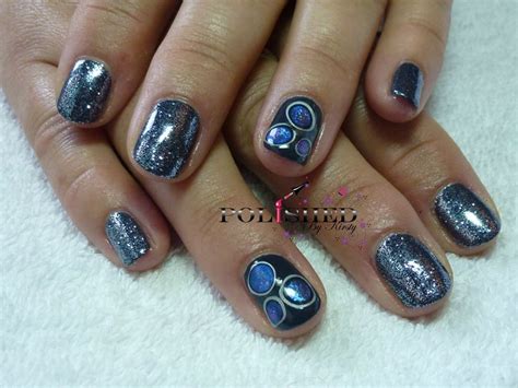 Cnd Shellac Indigo Frock And Lecente Blue Gunmetal Glitter With Art