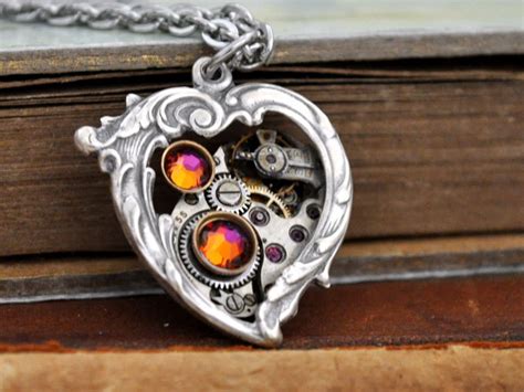 Steampunk Necklace In My HEART All The TIME Victorian Style Etsy