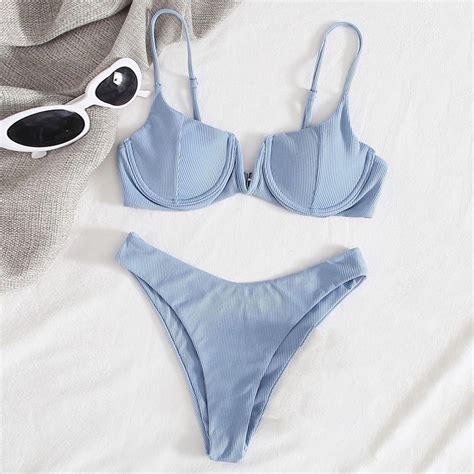 Pcs Set Women Swimwear Quick Dry Whorl Textre Push Up Women Bikini Set High Ebay