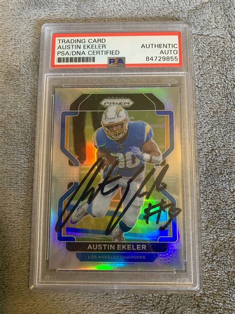 Austin Ekeler Signed Autograph Silver Prizm Card Psa Dna