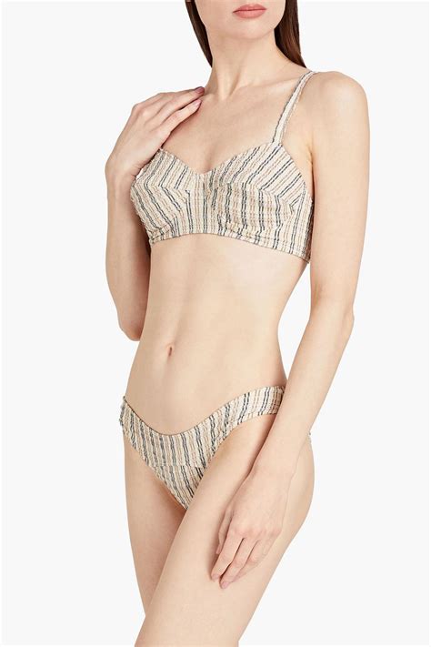 Lisa Marie Fernandez Goldwyn Striped Stretch Seersucker Bikini The Outnet