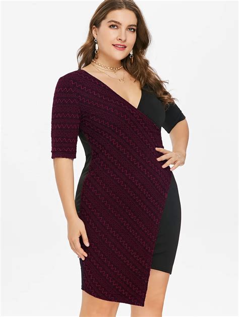 Buy Rosegal Plus Size Two Tone Surplice Asymmetric