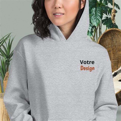 Sweat Capuche Personnalis Brod Gris Livraison Rapide