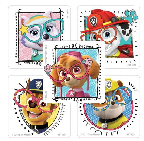 25 licensed Paw Patrol Pups With Glasses Stickers, 2.5 X 2.5, Party ...