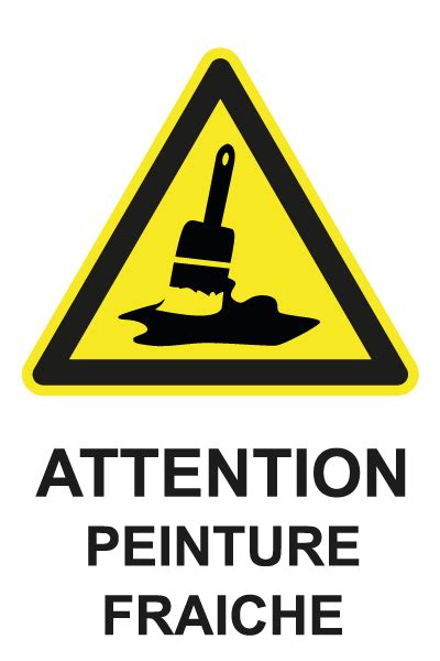 Attention peinture fraîche W718 étiquettes et panneaux de danger et