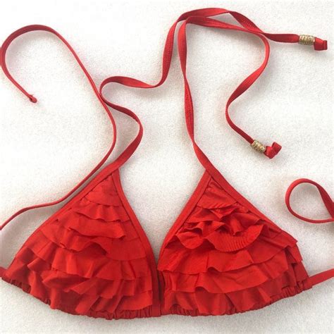 Gottex Swim Gottex Cherry Red Ruffle String Bikini Top Poshmark