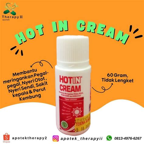Hot In Cream Tube G Krim Gosok Hot In Nyeri Otot Pegal Pegal