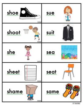 S And Sh Minimal Pairs By Let S Talk Speech Tpt