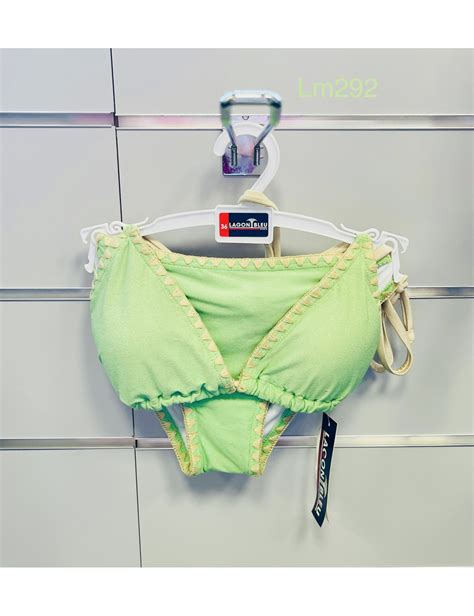 LM292 Bikini lagon bleu léa lurex vert anis