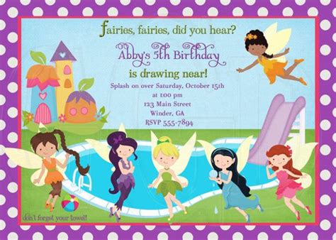 Tinkerbell Fairies Pool Party Tinkerbell Invitation Pixie Etsy