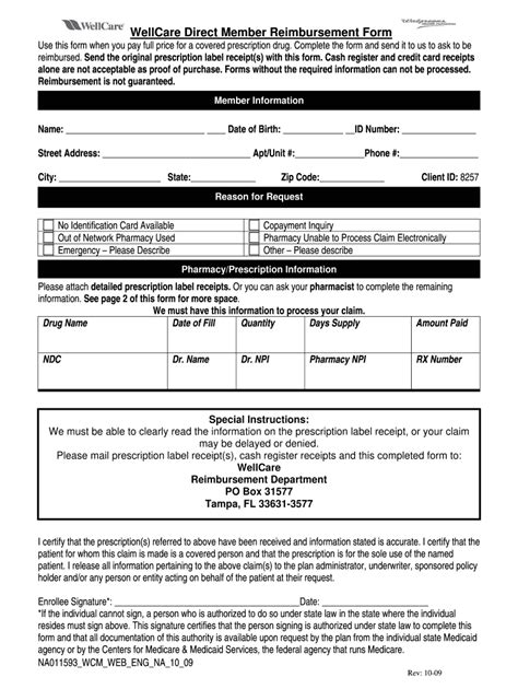 Wellcare Reimbursement Form Complete With Ease Airslate Signnow