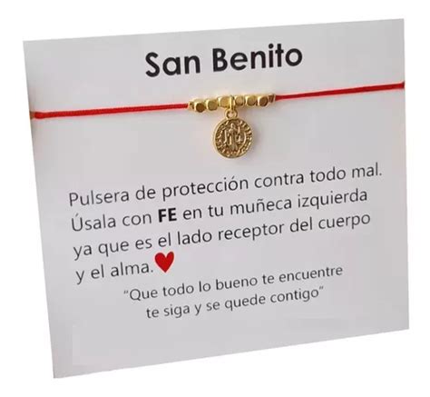 Pulsera Hilo Rojo Medalla San Benito Proteccion Meses Sin Inter S