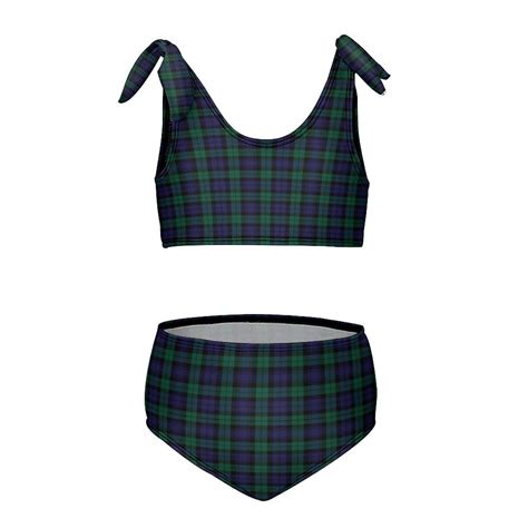 Blackwatch Tartan Modern Cute Blue And Green Plaid Girl S Piece Bikini Set Beach Sport