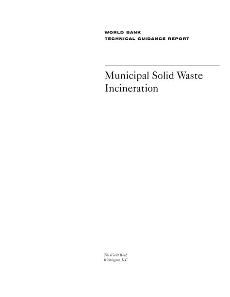 Municipal Solid Waste Incineration - Municipal Solid Waste Incineration The World Bank