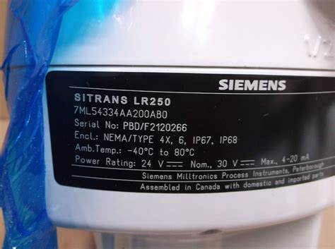 7ml54334aa200ab0 Siemens Nuevo Sitrans Lr250 Radar Sensor De Nivel