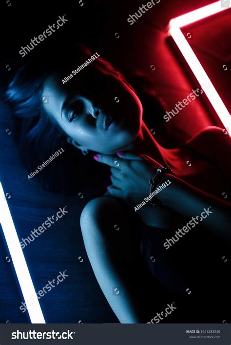 Beautiful Brunette Girl Posing Studio On Stock Photo Shutterstock