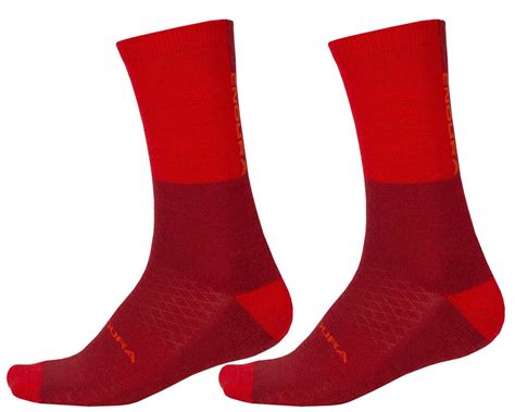 Endura BaaBaa Merino Winter Socks Rust Red Performance Bicycle