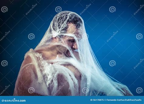 Naked Man Trapped In A Huge Spider Web Stock Image Image Of Risk Danger 56170875