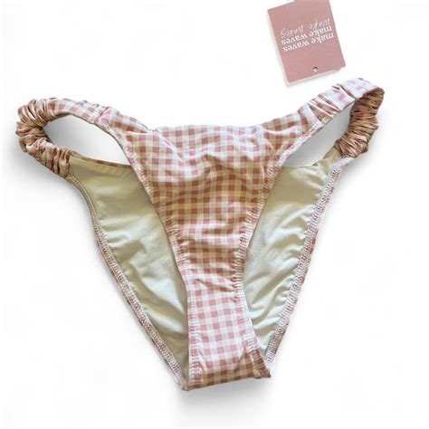 Pink Gingham Cheeky Bikini Bottoms From Dippin Depop