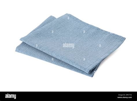 New Clean Light Blue Cloth Napkins Isolated On White Stock Photo Alamy